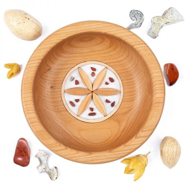 Malá drevená miska – čerešňa a jaspis